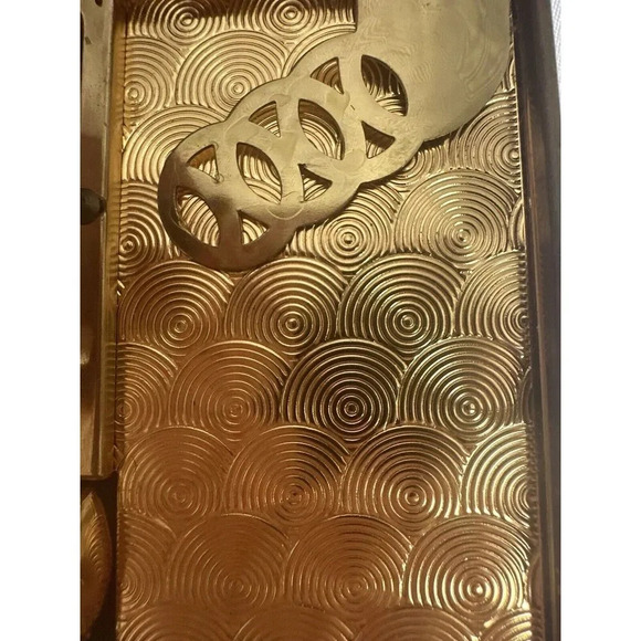 1950’s Double Sided Evan’s Metal Cosmetic Compact Gold tone Clutch With Handle - Picture 14 of 15